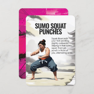 Sumo Squat Punches Fitness Kaart met Roze Rug