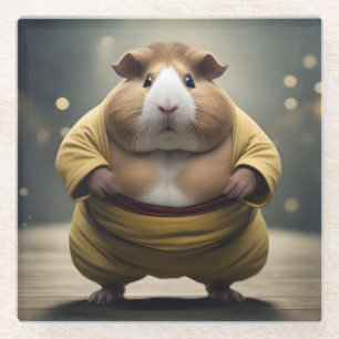 "Sumo Squeakdown: De Machtige Cavia Worstelaar" Glazen Onderzetter