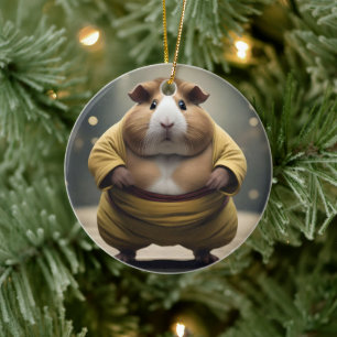 "Sumo Squeakdown: De Machtige Cavia Worstelaar" Keramisch Ornament