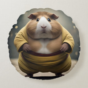 "Sumo Squeakdown: De Machtige Cavia Worstelaar" Rond Kussen