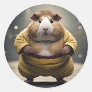 Sumo Squeakdown: de machtige cavia worstelaar Ronde Sticker