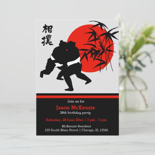 Sumo verjaardag thema kaart (Staand voorkant)