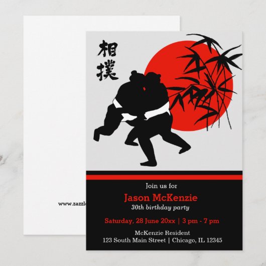 Sumo verjaardag thema kaart (Voorkant / Achterkant)