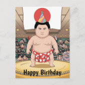 Sumo-worstelaar in dohy Japanse vlag Briefkaart (Voorkant)