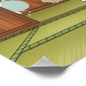 Sumo-worstelaar in dohy Japanse vlag Poster (Hoek)