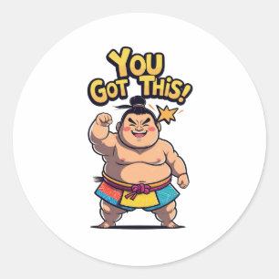 Sumo worstelaar met de motivatie "You Got This!" Ronde Sticker