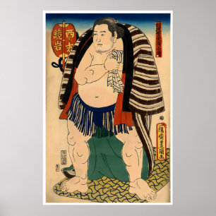 Sumo Worstelaar Poster Kunst Japanse Houtblokprint