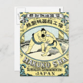Sumo-worstelaars ~ Japans zijderoute Briefkaart (Voorkant / Achterkant)