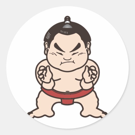 Sumo Wrestler Cartoon Japan Japans kruipen Ronde Sticker (Voorkant)