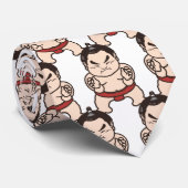 Sumo Wrestler Cartoon Japan Japans kruipen Stropdas (Opgerold)
