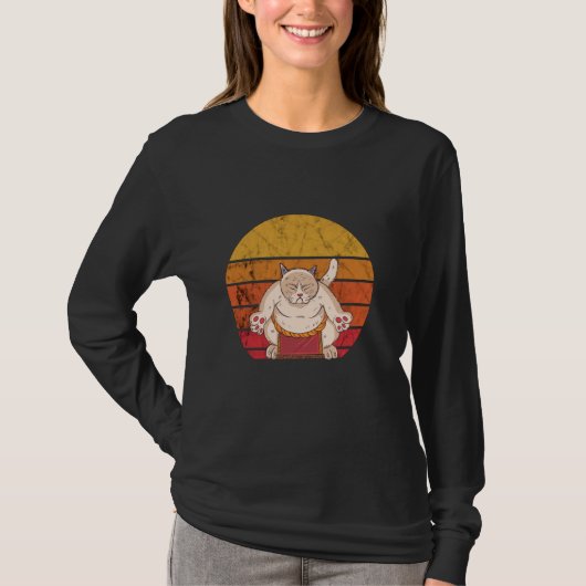 Sumo Wrestler Cat  Sumo Wrestling Japans T-shirt (Voorkant)