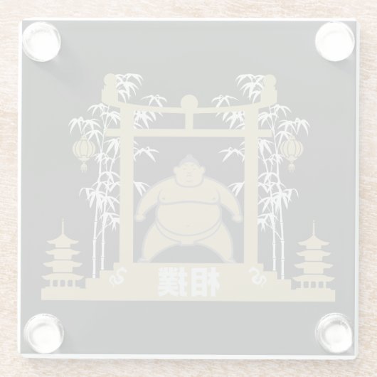 Sumo Wrestler Glazen Onderzetter (Achterkant)