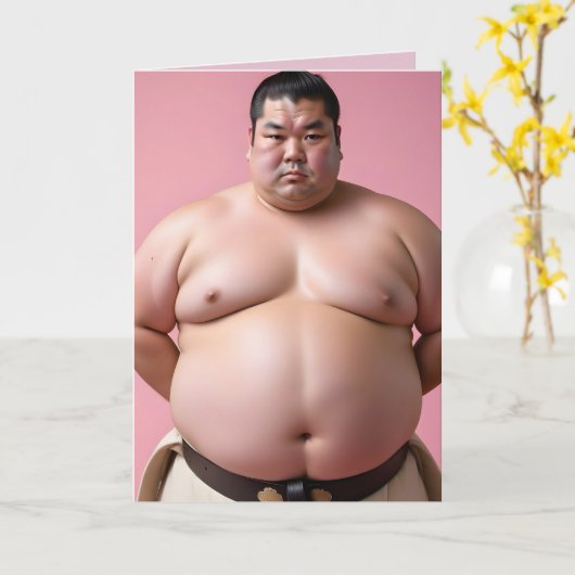 SUMO WRESTLER GRAPPIG VERJAARDAG GROOT WENSKAART KAART (Gele Bloem)