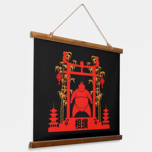 Sumo Wrestler Hangend Wandkleed (Gebogen)