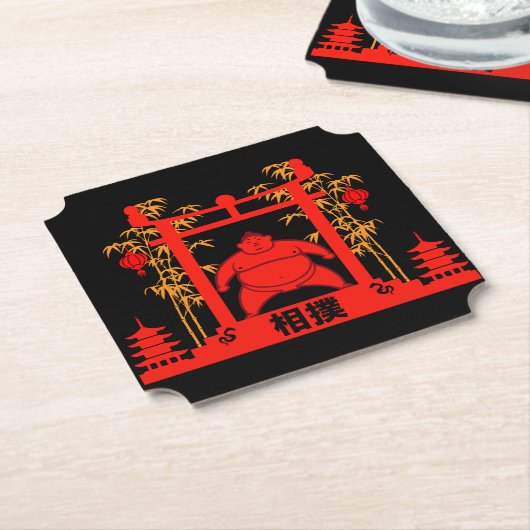Sumo Wrestler Kartonnen Onderzetters (Gekanteld)