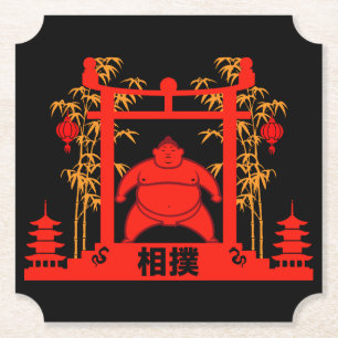 Sumo Wrestler Kartonnen Onderzetters