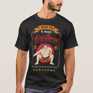 Sumo Wrestler Santa Claus Sushi Ik wens je een mis T-shirt