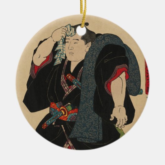 Sumo Wrestler Somagahana Fuchiemon Keramisch Ornament (Voorkant)