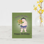 Sumo Wrestler Zonnebloem Japan Lover Happy Birthda Kaart (Gele Bloem)