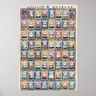 Sumo Wrestlers Art Poster
