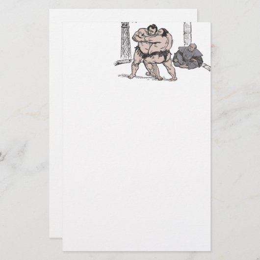 Sumo Wrestlers Briefpapier (Voorkant / Achterkant)
