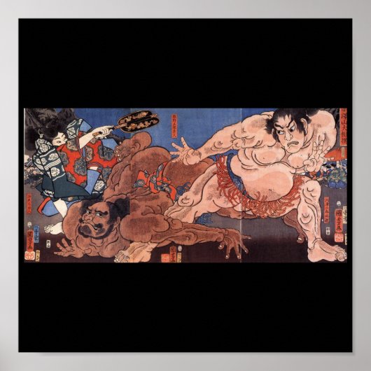 Sumo Wrestlers, Japans schilderen c. jaren '1800 Poster (Voorkant)
