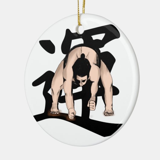 sumo-wrestling keramisch ornament (Links)