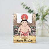 Sumoworstelaar in dohy Japanse vlag Briefkaart (Staand voorkant)