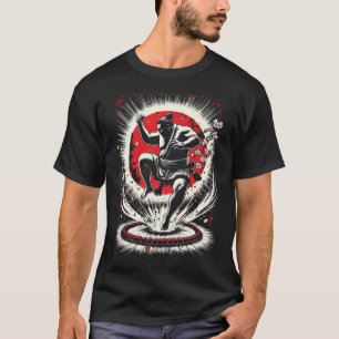 Sumoworstelaar in Rode Maan, Japanse Anime Kunst T-shirt