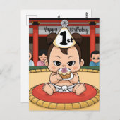 sumoworstelaar op zijn 1e verjaardag briefkaart (Voorkant / Achterkant)