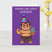 Sumoworstelaar Verjaardag Dosukoi Groet Kaart (Gele Bloem)