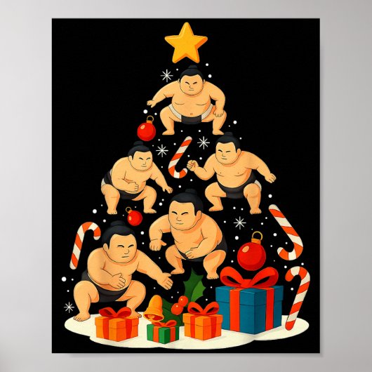 Sumoworstelen Japanse Sumoworstelaar Kerstmis Tr Poster (Voorkant)