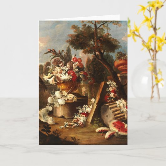 Sumptuous Florence and Fruit still life Kaart (Gele Bloem)