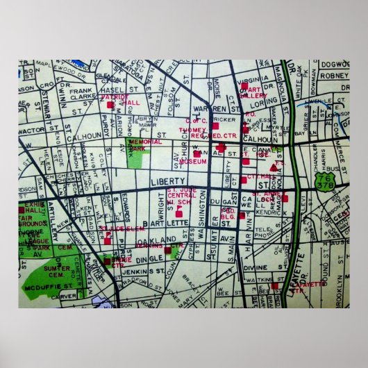 Sumter, de  Poster van de Kaart van SC (Voorkant)