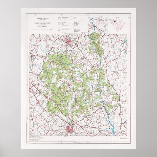 Sumter National Forest Map (1975) Poster (Voorkant)