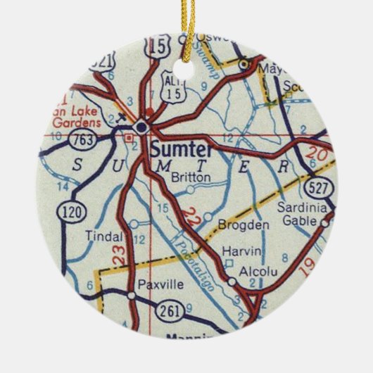 Sumter SC  Map Keramisch Ornament (Voorkant)
