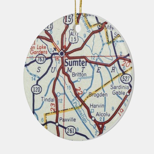 Sumter SC  Map Keramisch Ornament (Links)