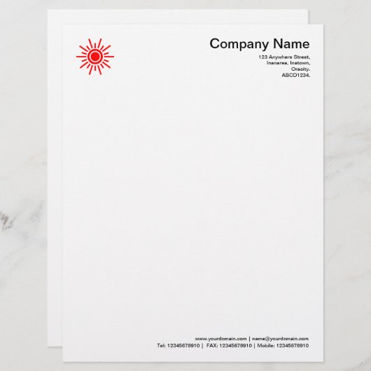 Sun 02 - Rood Custom Briefhoofd (Voorkant / Achterkant)