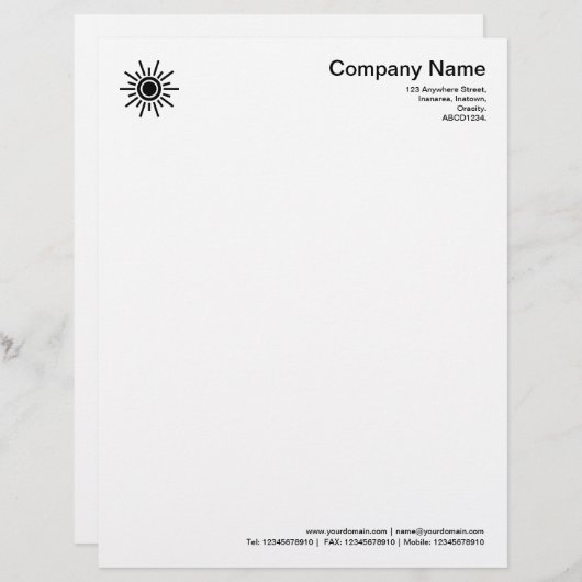 Sun 02 - zwart persoonlijk briefhoofd (Voorkant / Achterkant)