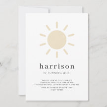 Sun 1st Birthday Invitation