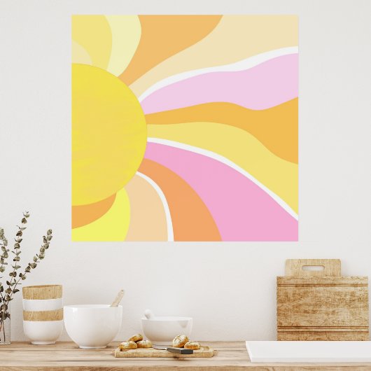 Sun abstracte kunst poster (Keuken)