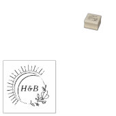 Sun and Flowers Monogram Rubberstempel (Gestempeld)