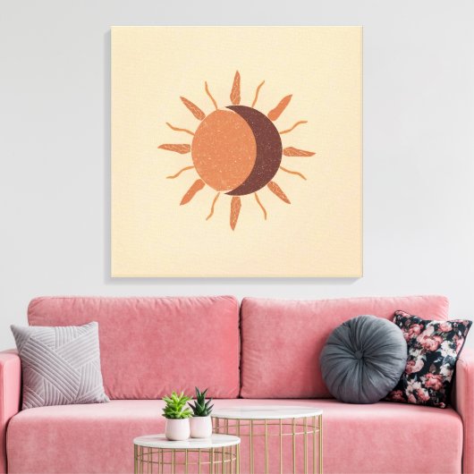 Sun and Moon – Boho Celestial  | Sacred Balance Canvas Afdruk (Insitu (Woonkamer))