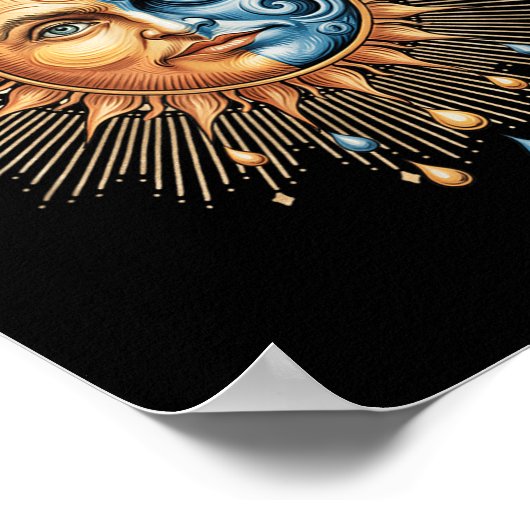 Sun And Moon Celestial Boho Mystical Hipe 90s  Poster (Hoek)