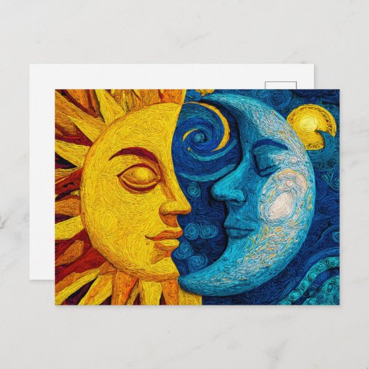 Sun And Moon - Design 1 Feestdagenkaart (Voorkant / Achterkant)