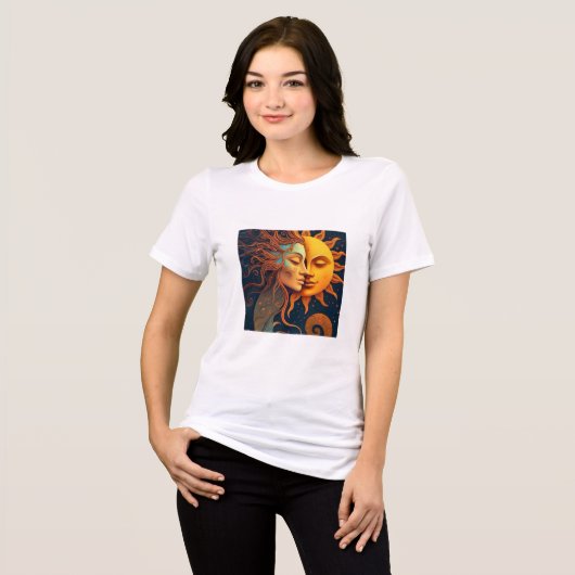 Sun and Moon Face T-Shirt – Celestial Art Tee for  (Voorkant volledig)