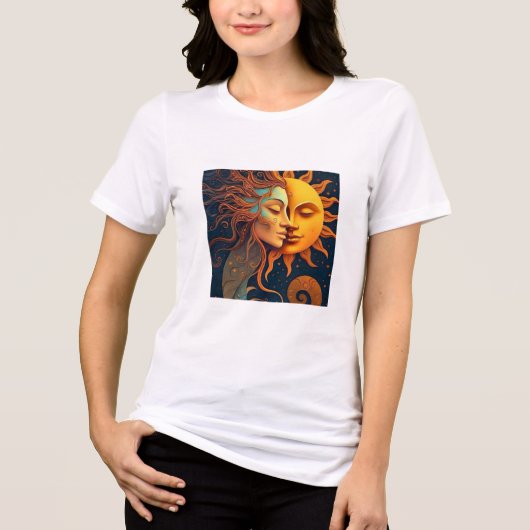 Sun and Moon Face T-Shirt – Celestial Art Tee for  (Voorkant)