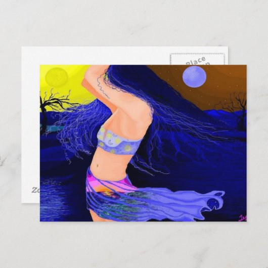 Sun and Moon Goddess 5.6"x4.25" landscape Postcard Briefkaart (Voorkant / Achterkant)