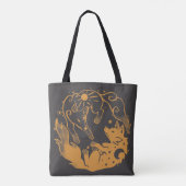 Sun and Moon Golden Wolves Tote Bag (Achterkant)