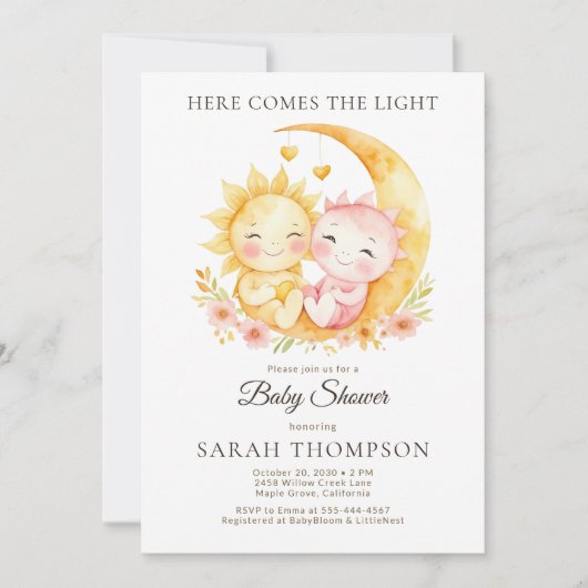 Sun and Moon Neutral Celestial Baby Shower Kaart (Voorkant)